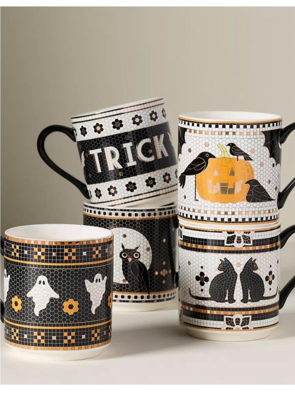 Ghost Halloween Mug. 24 K gold Accent.